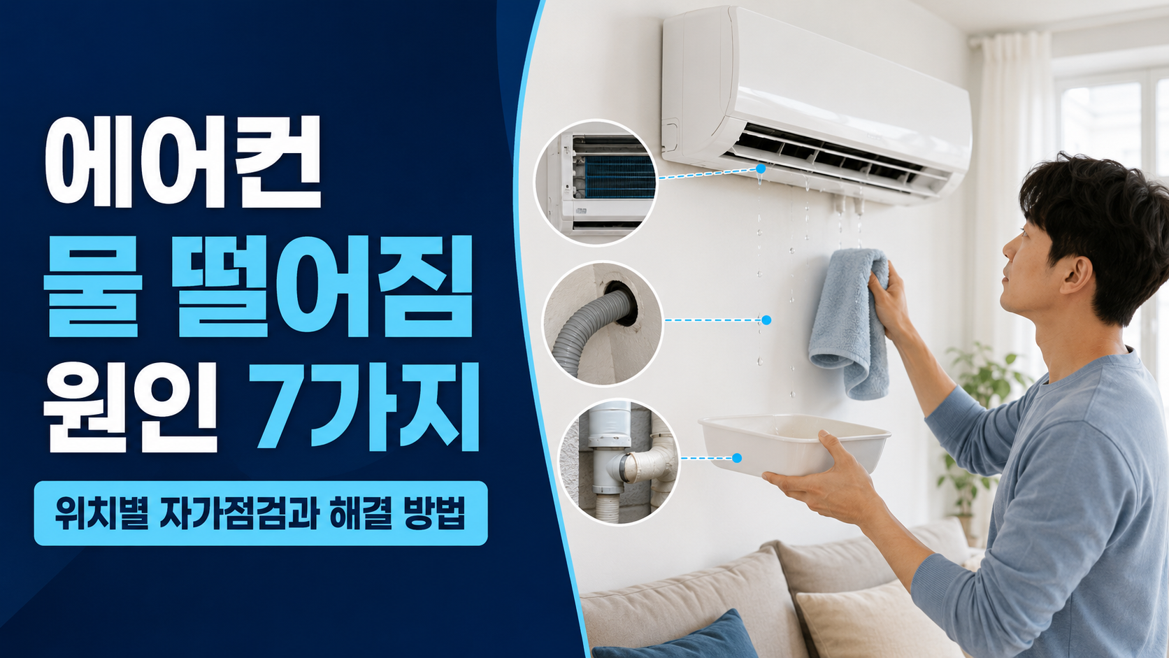벽걸이 에어컨에서 물이 떨어질 때 누수 위치별 원인 7가지와 자가점검 방법