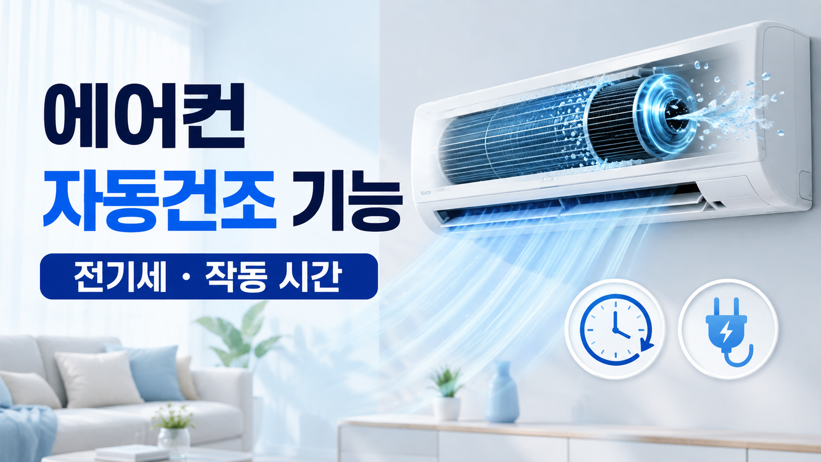 에어컨 자동건조 기능의 전기세와 작동 시간을 안내하는 썸네일